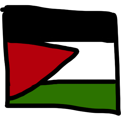 the flag of Palestine, drawn with thick black outlines.
